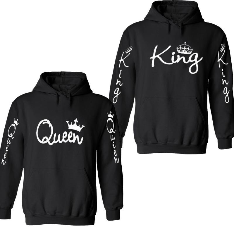 

Valentine´s Day King and Queen Matching Couple Sweatshirts Hoodie Lovers Matching His And Her Shirts New Fashion, Men red