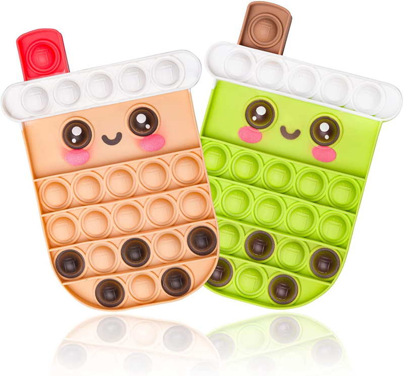 

2022 Fidget Sensory Toys Big Size Fidgets Squeeze Silicone Bubble Squishy Toy Autism Special Needs for Anxiety Stress Relief, Cute Milk Tea Cup