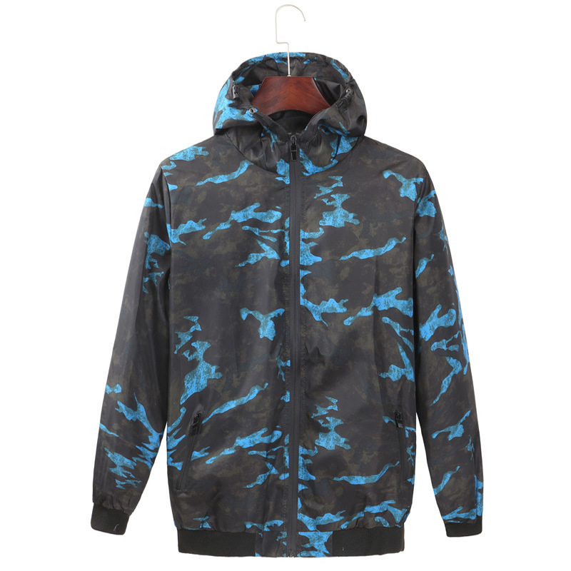 

2021 The New Young Men's Fashions Spring and Autumn Casual Hoodie Jacket with Multicolored Zipper Pzig, Camouflage green.
