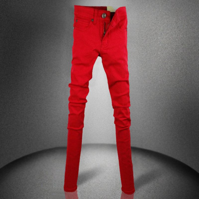

Spring and autumn 2021 new style Korean fashion men's red jeans stretch skinny pencil pants foot teenagers pencil pants