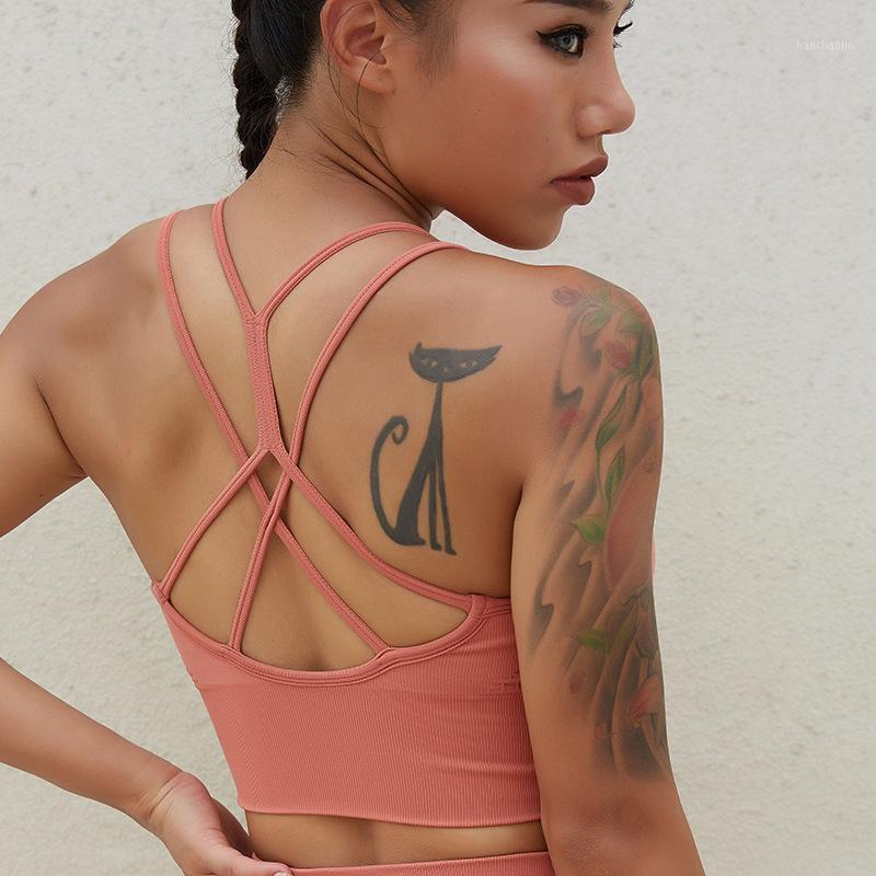 

Women Sports Bra Crop Top Running Gym Wire Free Push Up Yoga Bra Female Seamless Underwear Fitness Sport Top Padded1, Black