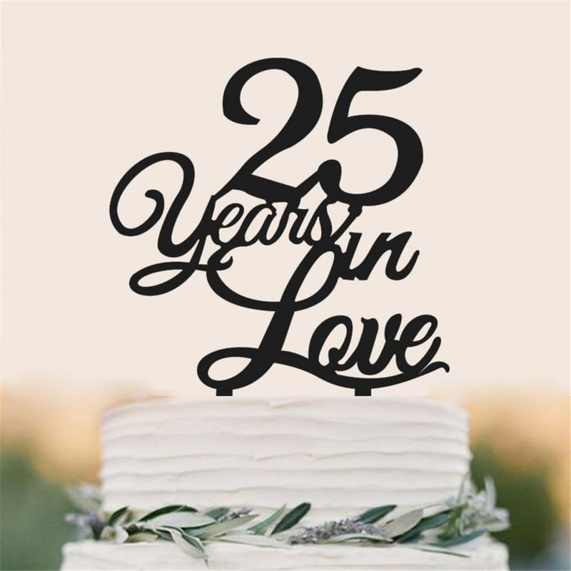 

Happy 25/30th Anniversary Cupcake Topper Silhouette Cake Topper Wedding/Birthday/Party Cake Decoration