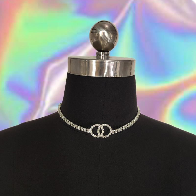 

Chokers Korean Charms Cross Crystal Ring Choker For Women Metal Vintage Sweet Necklace 90s Style Jewelry Aesthetics Wholesale Gifts