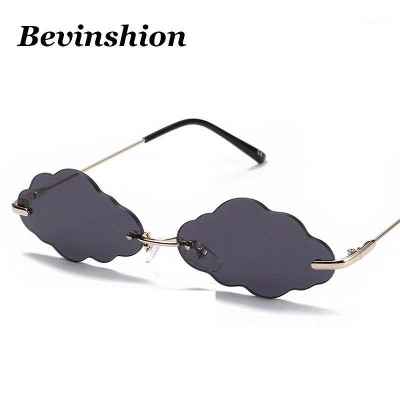 

Rimless Clouds shape frameless sunglasses candy color summer colors Concave shape new 2020 sun glasses women small glasses1