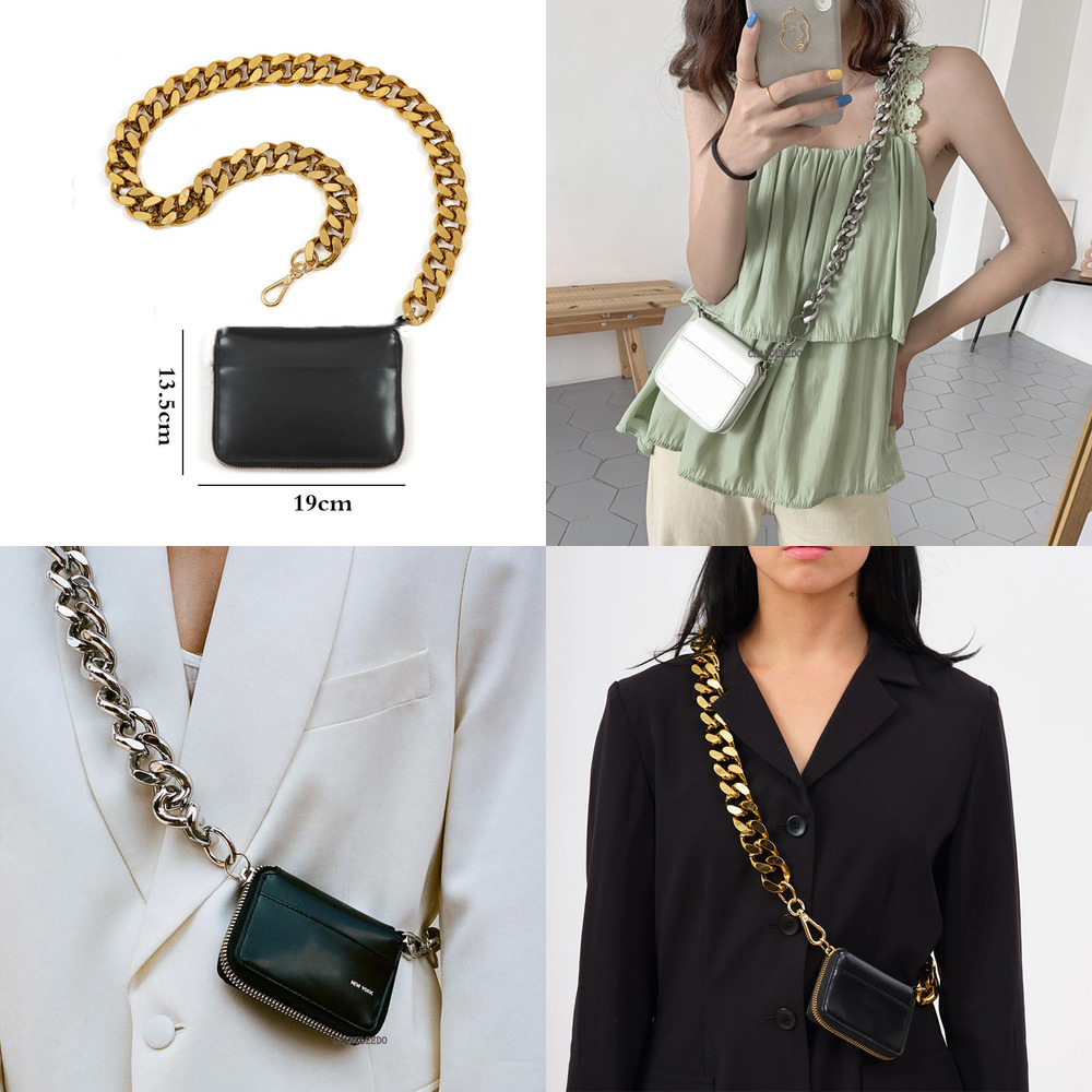 

HBP Luxury Women Totes ins hot style thick metal chain shoulder bike wallet mini bag coin purse Fashion chest pack Strap Clutch Q1221, Big gold