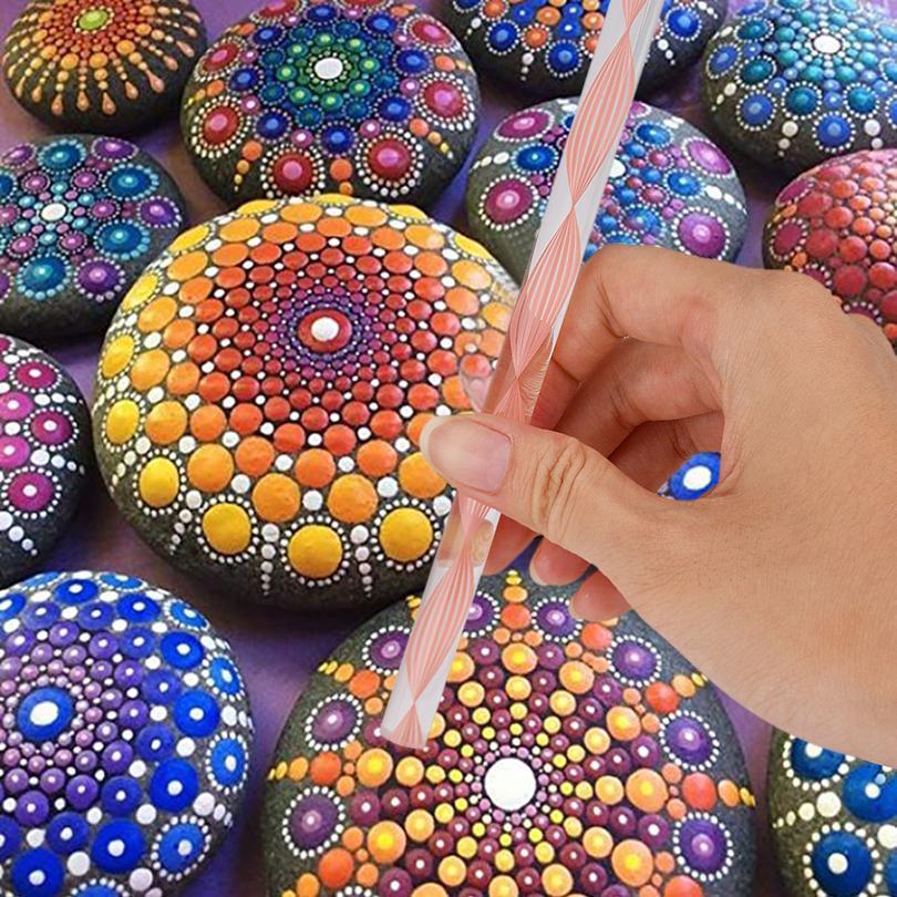 

1/2/3 Sets Diy Acrylic Stick Mandala Dotting Tools Set Embossing Stick For Painting Rocks Dot Kit Nail Stamp Art Cr qylPSV