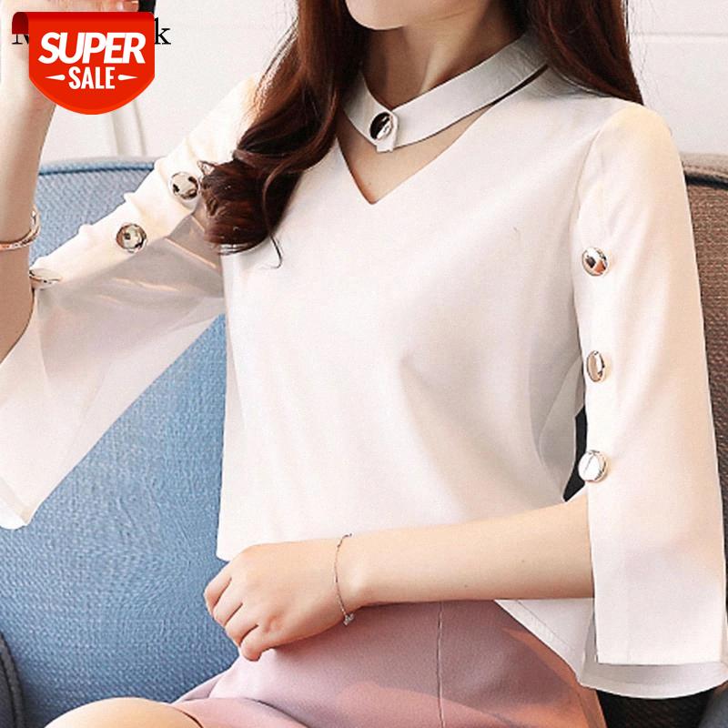 

Fashion Solid Plus Size Women Blouses Short Sleeve V-Neck Chiffon Blouses Women Pullover Slim White Shirts Blusas 2994 50 #0j5k