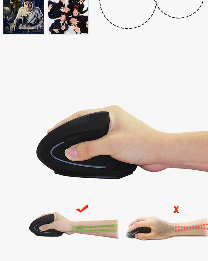 

GN SIM Wireless Ergonomic Vertical Mouse 800/1200/1600 DPI Computer Micro USB Charge Optical Engineering PC Mice