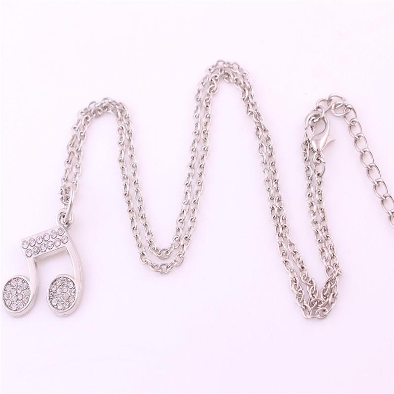

Hot Sell Unisex Necklace Musical Note Shape Design Pendant With Beautiful Crystals High Grade Jewelry Zinc Alloy Dropshipping