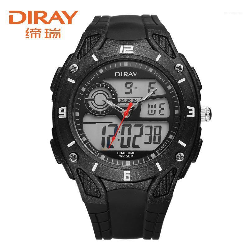 

DIRAY Luxury Dual Display Men Watch Fashion Waterproof Sport Watches Silicone Digital Watch Hour Gift relogio masculino1, Silver