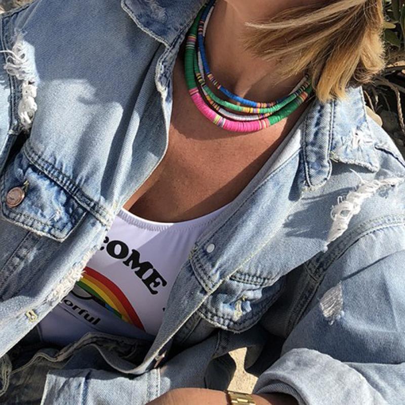 

8mm Ploymer Clay Choker Necklace Women Handmade Soft Pottery Jewelry Necklaces