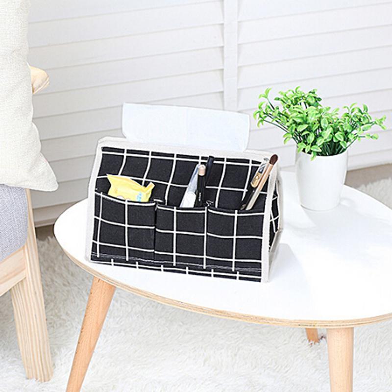 

Lattice Pastoral Wind Cotton And Linen Storage Tissue Box Multifunctional Tissue Holder Desktop Debris Cover Living Room