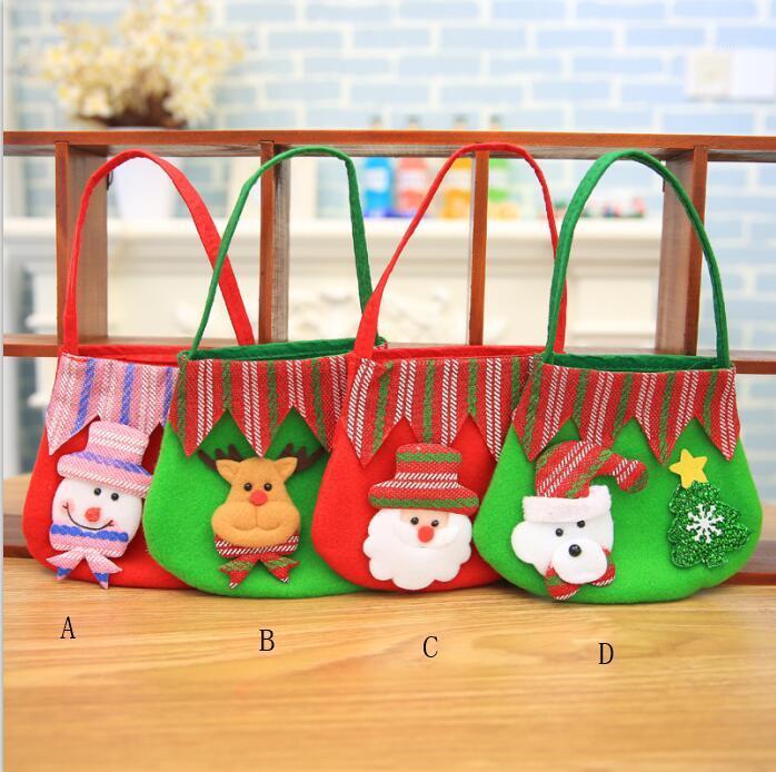 

New Pouch Sack Present Bag Christmas Decoration Cute Santa New Year Chrismas Santa Claus Kids candy gift bags Handbag lin48941