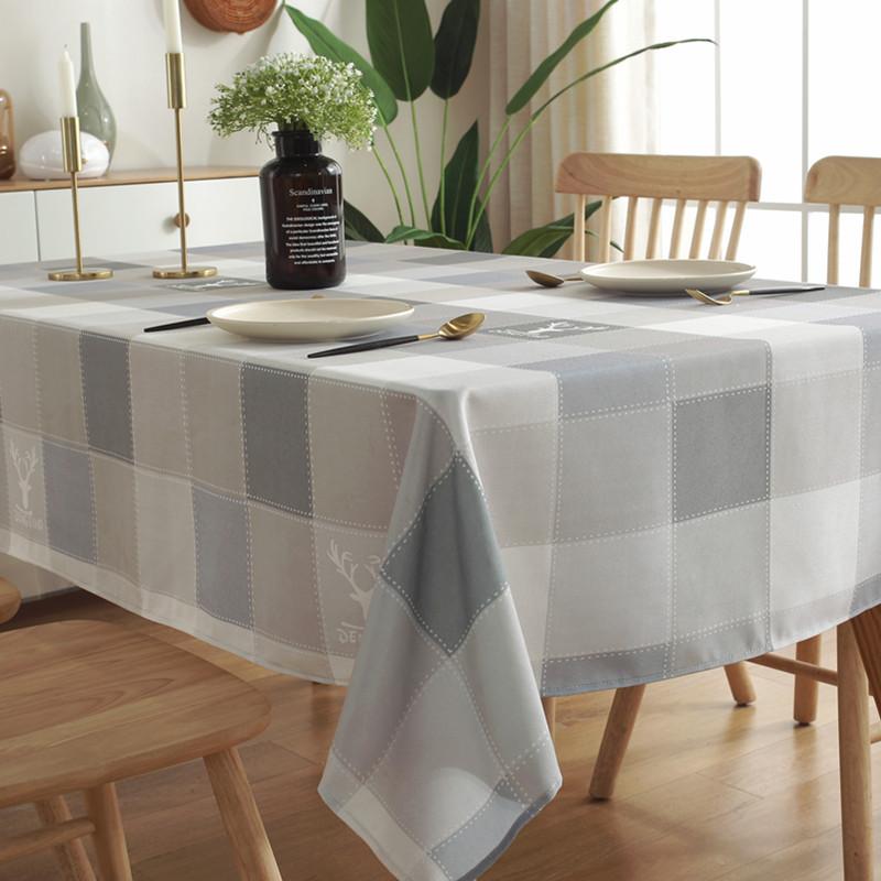 

Grey Plaid Checked Rural Rectangle Tablecloth Waterproof Table Covers For Wedding Home Decor Mantel, Same as photo
