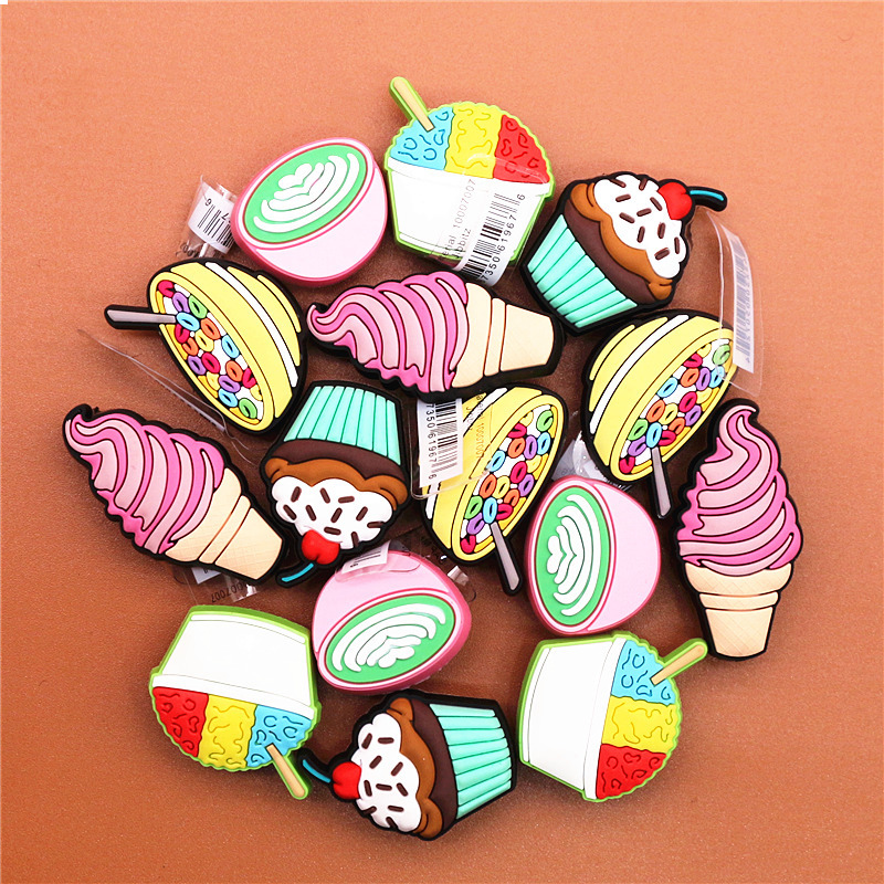 

Original PVC Dessert Shoe Buckle Accessories Various ice creams Shoes Decoration Charms Bracelets Kids Gifts