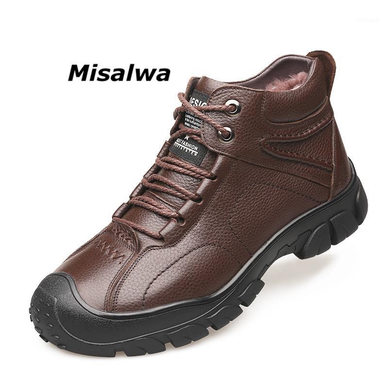 

Misalwa England Style Men Fashion Casual Botas Winter Warm Plush Ankle Boots Genuine Leather New Basic Smooth Shorts Boots Black1, Black