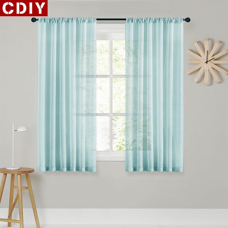 

Sheer Short Curtains for Kitchen Half Window Living Room Modern Solid Voile Curtain Bedroom Home Decoration Roman Tulle Drapes, White