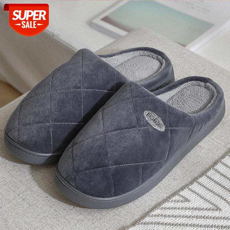 

Large size 46-47 Home slippers for men Superstar Gingham Indoor slippers short plush soft platform Male Non slip #ok5n, Black