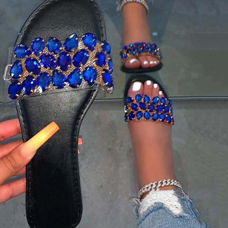 

Women Sandals Casual Flats Ladies Summer Rhinestone Non-slip Beach Shoes Fashion Indoor Woman Platform Comfort Footwear 2021, Beige