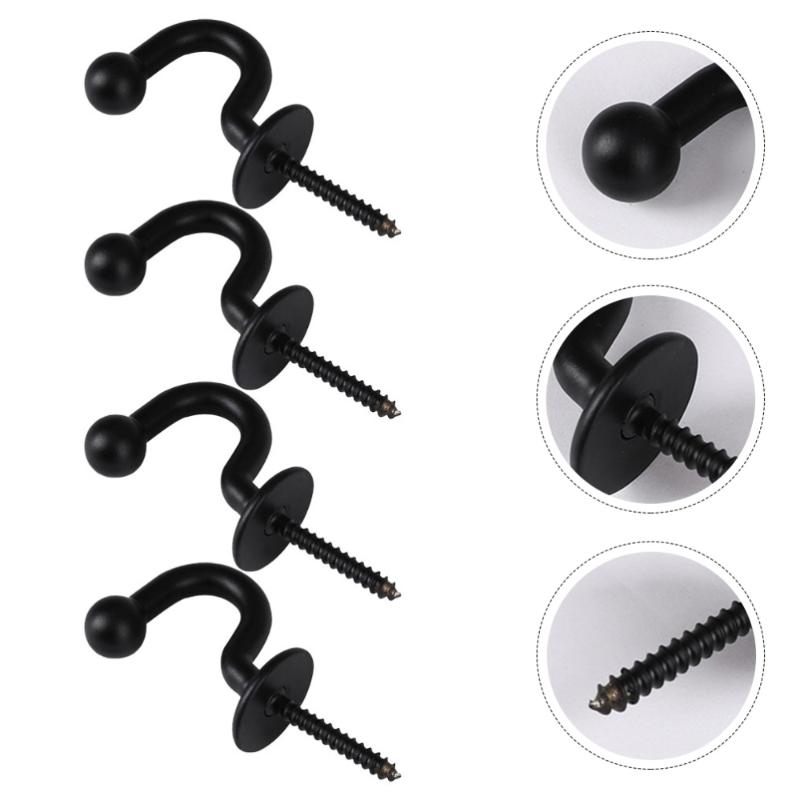 

4pcs Modern Curtain Hanging Hooks Set Zinc Alloy Wall Hook Metal Hanger (Black