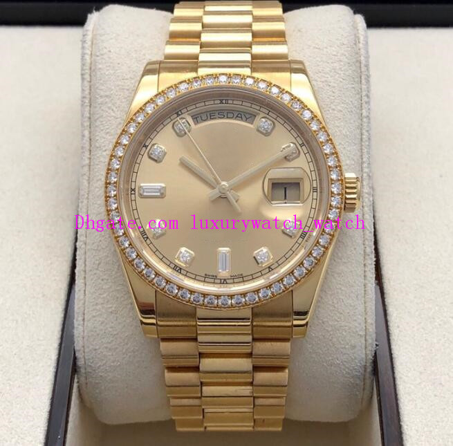 

Original Box Paper Luxury Watches 118348 41mm Diamond Dial Gold Stainless Steel Bracelet Asia 2813 Automatic Mechanical Men's Wristwatches