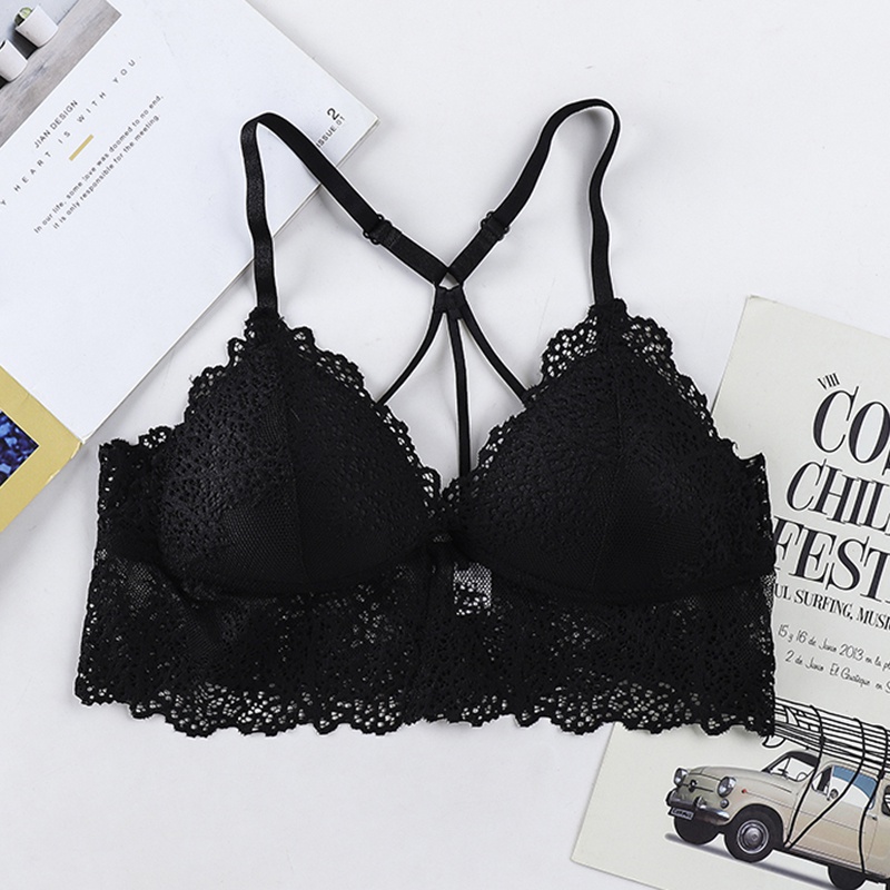 

Sexy Women Lace Wireless Bras Sling Beauty Back Women's Bra Integrated Backless Fashion Underwear 2020 New Arrivals Hot Sale, Black