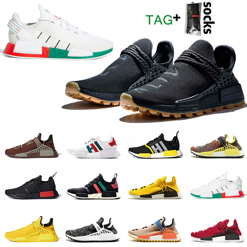 

2021 with socks pharrell williams nmd human race r1 r2 mens running shoes chocolate solar pack trainers outdoor sports sneakers size 13, 24 dazzle camo 36-45