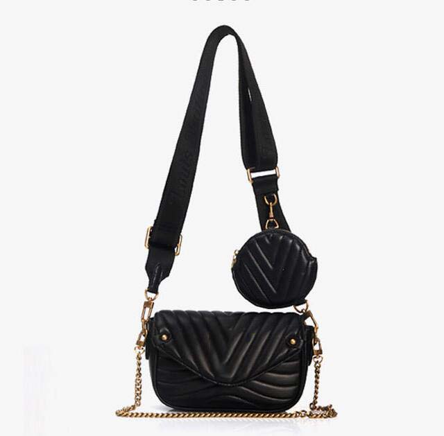 

NEW WAVE MULTI-POCHETTE Women Designer Crossbody Bag Fashion Woman Cross Body Bags Quilted Twin Sets Mini Handbag Chain Round Coin Purses Luxury Shoulder Purse, Plum