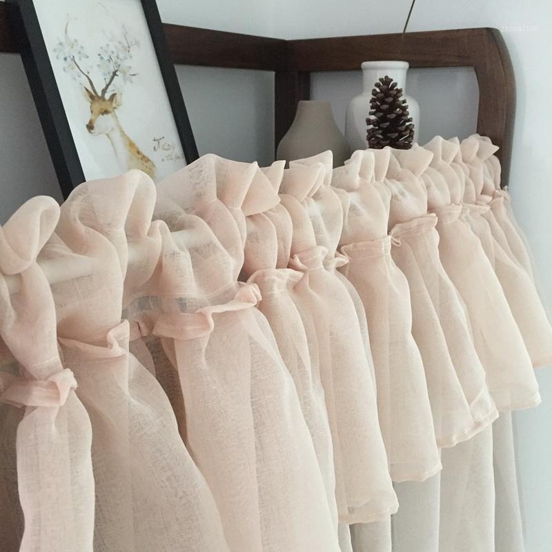 

Korean Double Fold Colorful Half Curtain For Kitchen Sheer Voile Window Valance Short Curtain For Cabinet Door Cheap QT034D31, Color 06