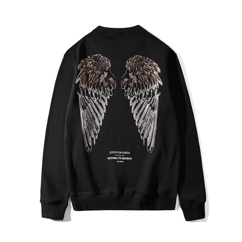 

2021 New Fall Men's Pullover Diamond Wings Sweatshirt Men's/women's Long Sleeves Casual Harajuku Sportswear Hiphop Street Wear Cdzu, Black