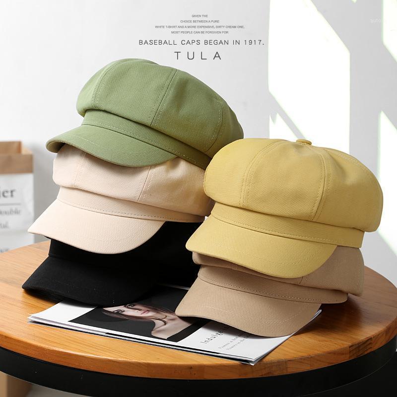 

Solid Cotton Cap Literary Retro Female Wild Octagonal Hat British Autumn and Winter Beret Hat Boinas Para Mujer Casquette Homme1, Black