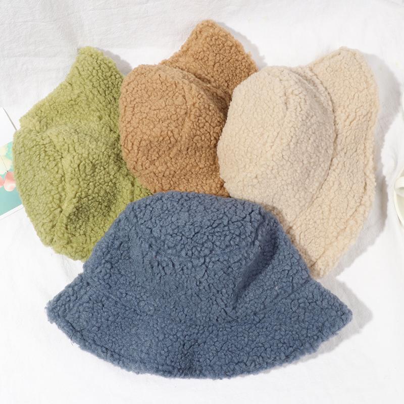 

1PC new fashion faux fur bucket hat women winter fisherman hat wool warm cloche Panama outdoor leisure, Black