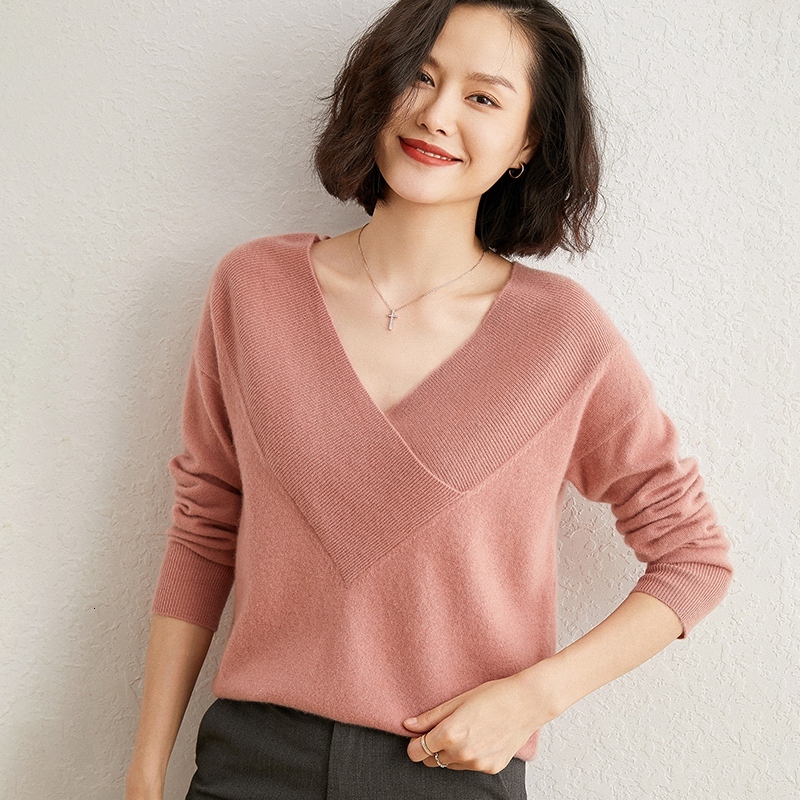 

2021 High quality Deep Down in Sexy Fashions Woman's 100% Pure Cashmere Knitted Goat Sweaters Senior Ladies Tender Jumpers 3-color TDG5, Grey.