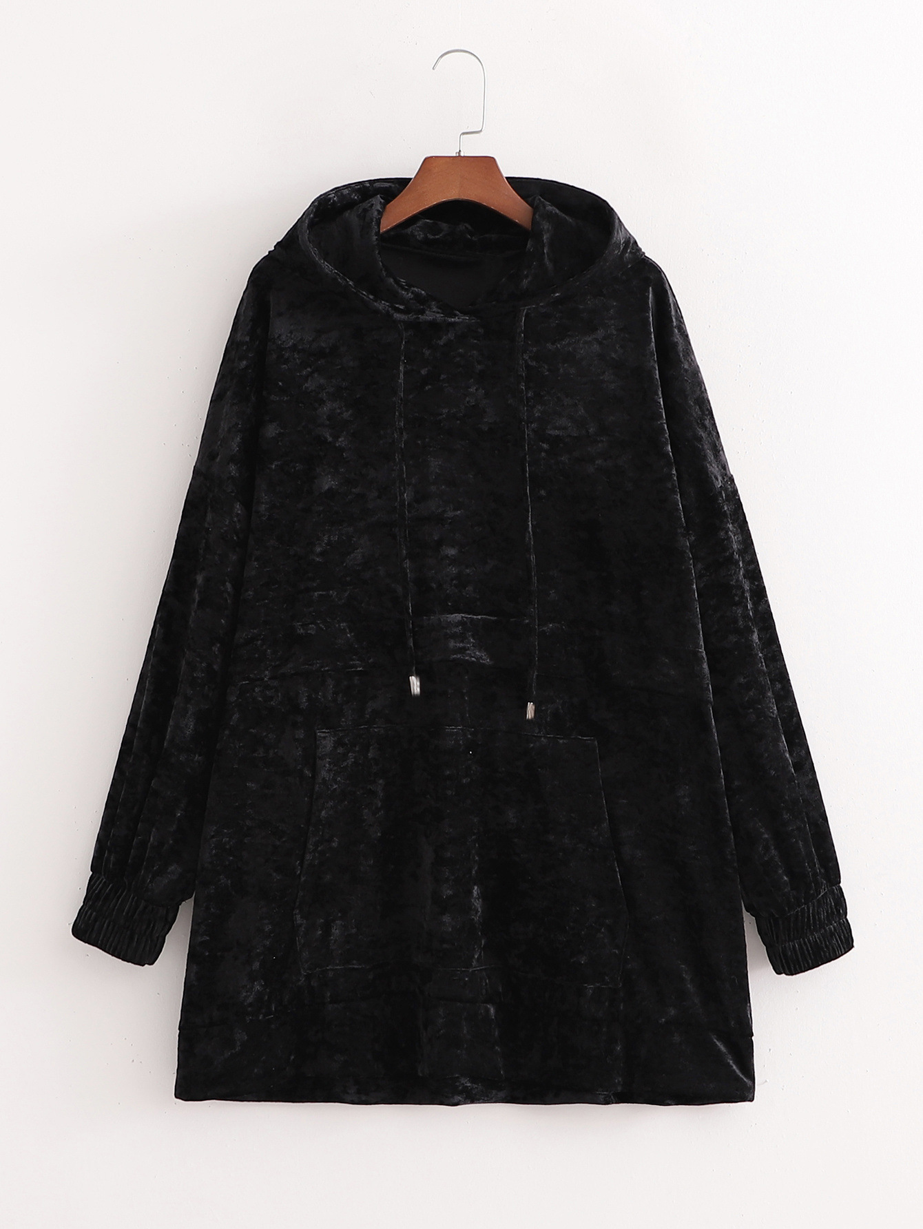 

New Europe and United States Women's Clothing Wholesale 2021 Spring the Leisure Loose Veet Hooded Long Fleece Cjwm, Black