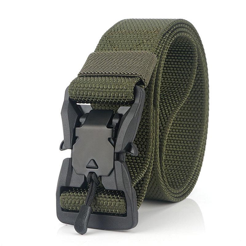 

Canvas Belt Magnetic Quick Release Buckle Nylon Training Belt Army Tactical Combat Belts for Men Jeans, Black buckle