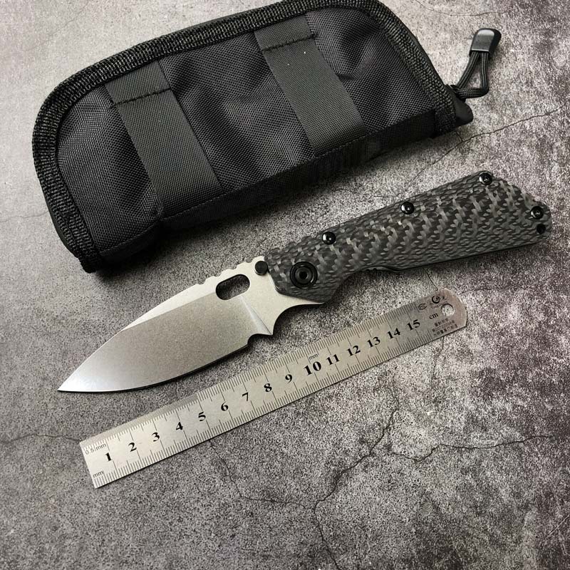 

Strider SMF tactical folding knife D2 steel Carbon fiber+titanium handle Military Tactical Gear outdoor survival EDC Combat Defense Pocket Camping Hunting Knives