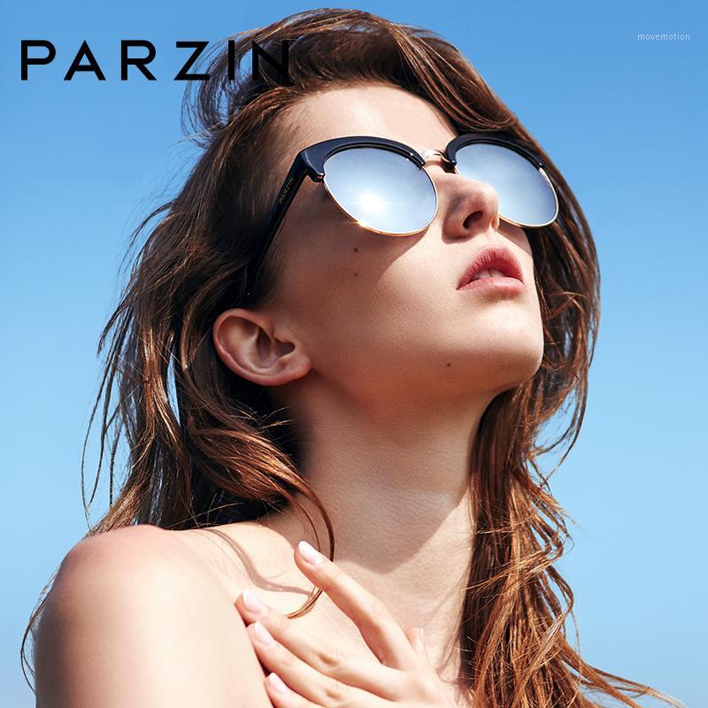 

PARZIN Sunglasses Women Men Retro Big Round Light Frame Shield Sun Glasses Anti UV400 Driving Glasses 98051