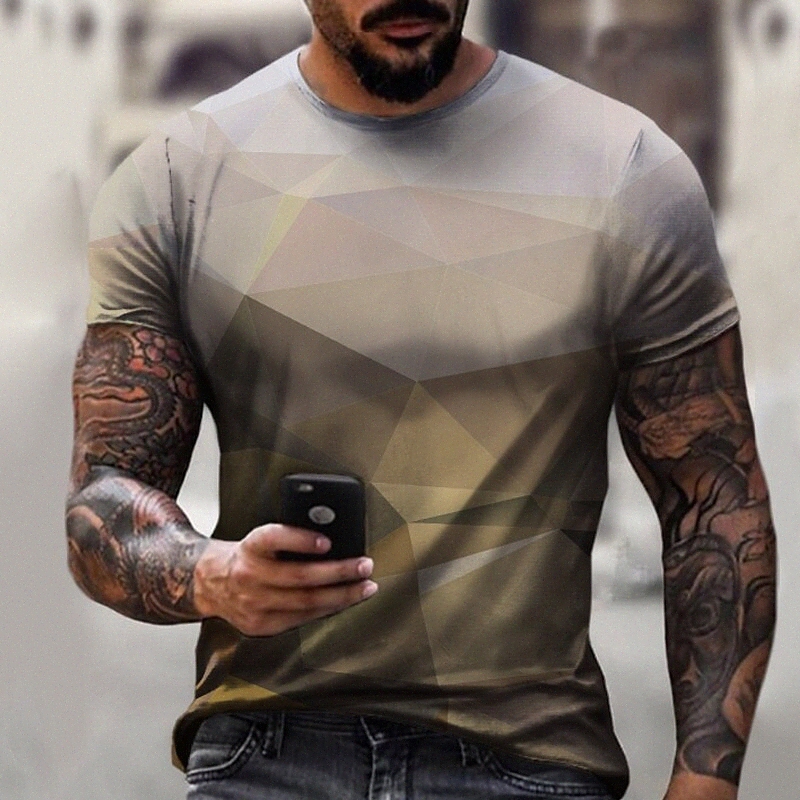 Men's Tee T shirt Shirt 3D Print Graphic Geometric Technology Plus Size Crew Neck Casual Daily Short Sleeve Tops Basic Designer Slim Fit Big