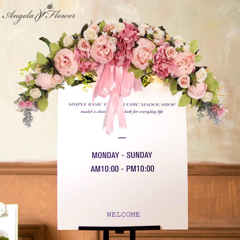 

Simulation wreath rose Hydrangea garland threshold artificial flower wreath DIY wedding home door decor threshold flowers gift, Yellow b