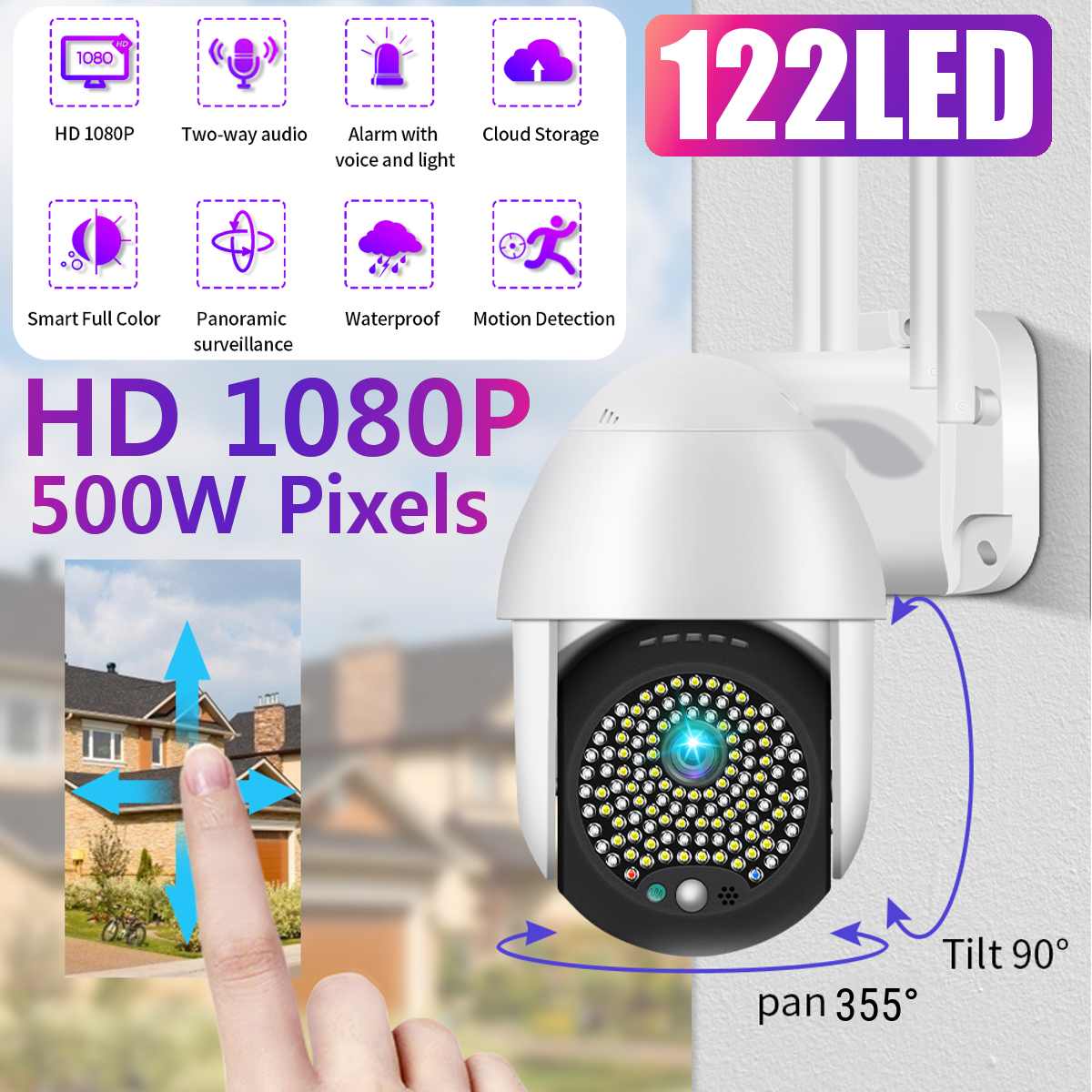 

5MP Wireless Wifi Security Camera 1080P HD 8X Optical Zoom PTZ IP Camera Outdoor Home Security CCTV Surveillance Cam