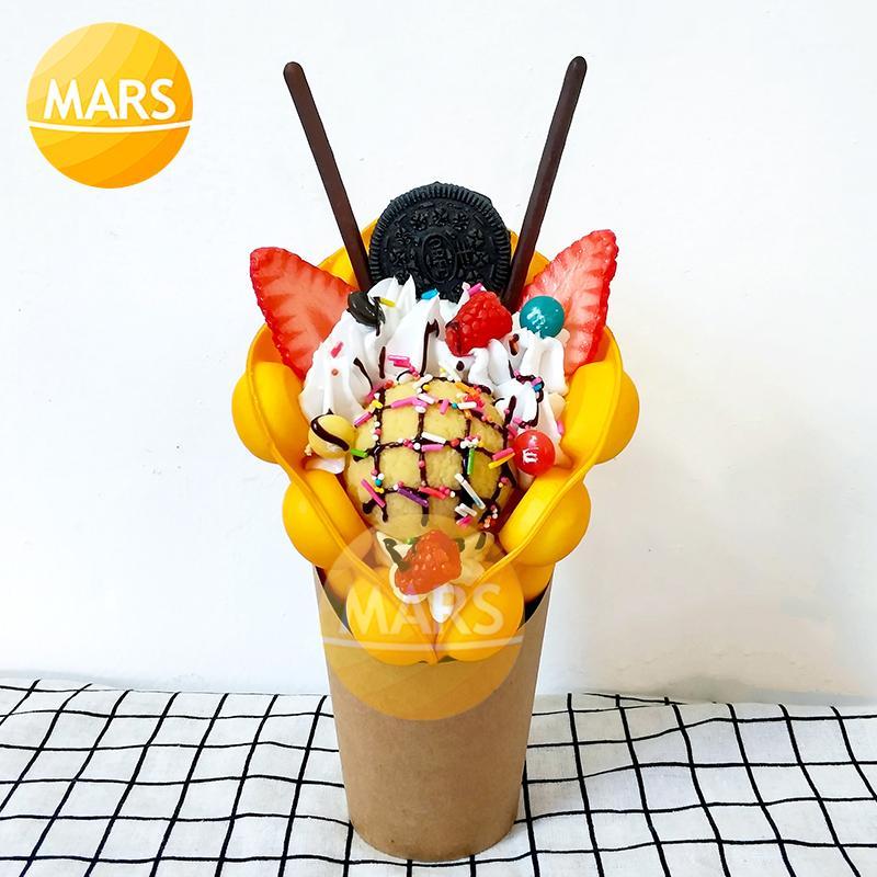 

Simulation Egg Waffle Model Display Prop, Fake Ice Cream Egg Bubble Waffle Model for Window Display1