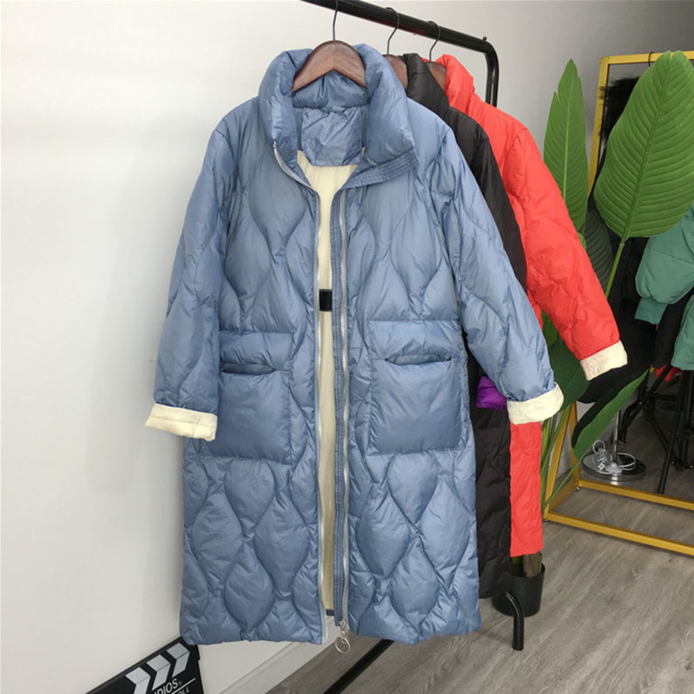 

Jackets 2020 New Women Windproof White Duck Jacket Women's Long Down Parka Female Woman Winter Coat, Black