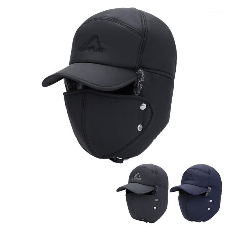 

Outdoor Baseball Cap Russian Fur Hat Winter Fashion Men Windproof Hat Warm Thickened Ear Flaps Cap Full Face1, Blue
