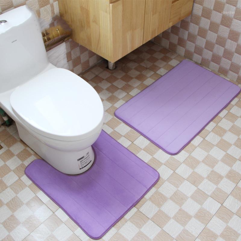 

Thicken Sponge Toilet Rugs Bathroom Bath Mat Set Stripes Water Absorption Toilet Floor Carpets Shower Room Rugs 50*60 50*80cm1