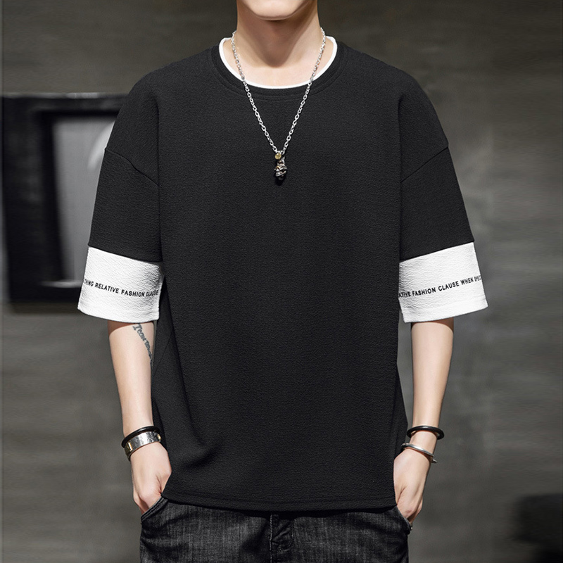 

2021 t Shirt Men Hip Hop Mens Cotton Tshirt O-neck Summer Tee Causal Fashion Loose Knitted Tshirts 3xl Short Sleev Cjhk, Black