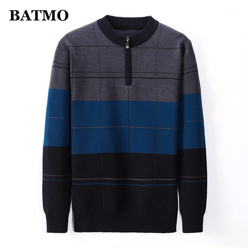

BATMO 2020 new arrival autumn high quality plaid sweater men,men's pullovers BJ890071, Green