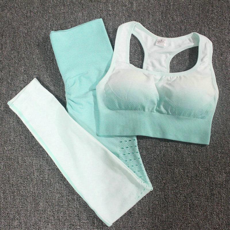 

Yoga Set 2 Piece Seamless Sportswear Fitness Clothes For WomenPush Up Gym Leggings Sport Suit Women' Tracksuit Workout Clothes, Light green set
