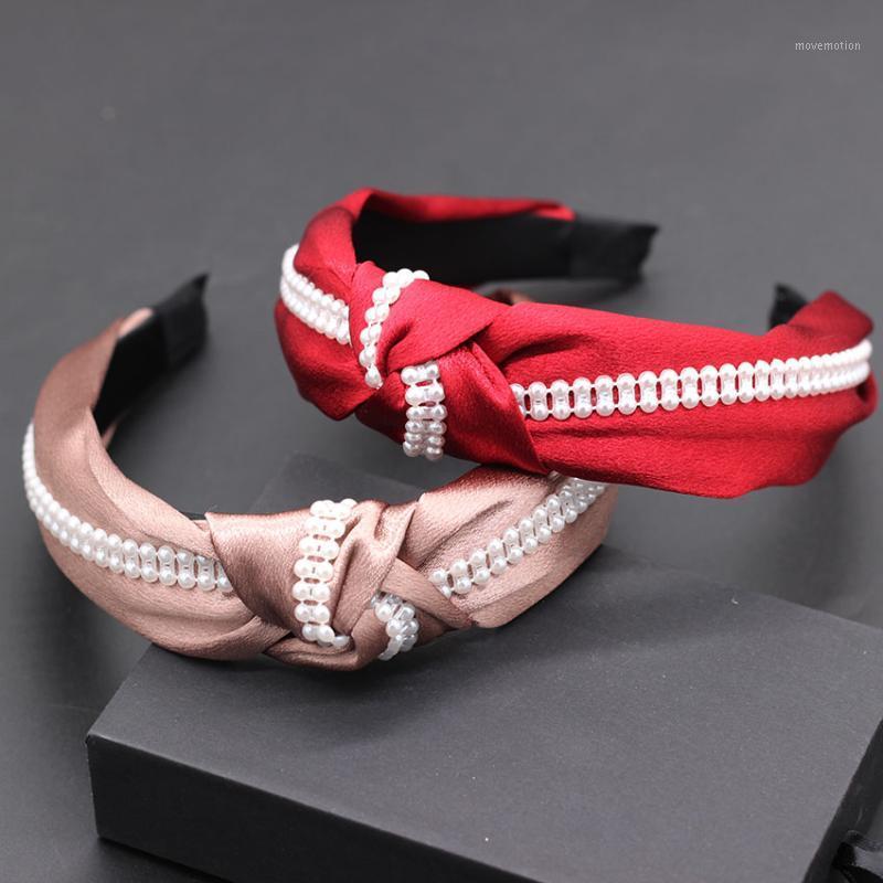 

Cloth long strips of pearl headband Korean version of the fabric long strips pearl headband New Korean 6041