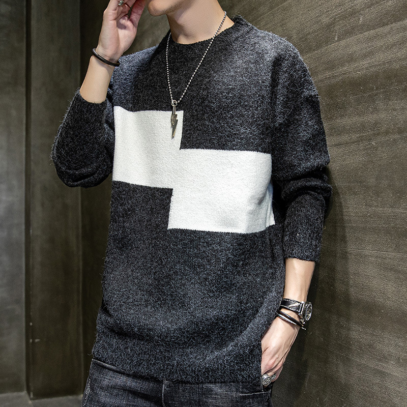 

2021 New Pattern Knit Jumper Men Pullover Slim O-neck Pullovers Male Tops Sweater Fashion Clothes Man FGQA, Blue4