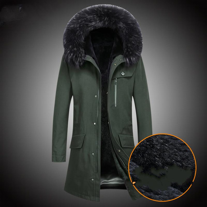 

Real Men Liner Raccoon Collar Hooded Warm Natural Fur Parka Plus Size Winter Coat SP18D2631E YY713, 9650black
